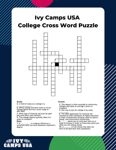 Ivy Camps USA College Word Puzzle