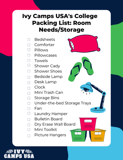 Ivy Camps USA College Packing List: Room Needs